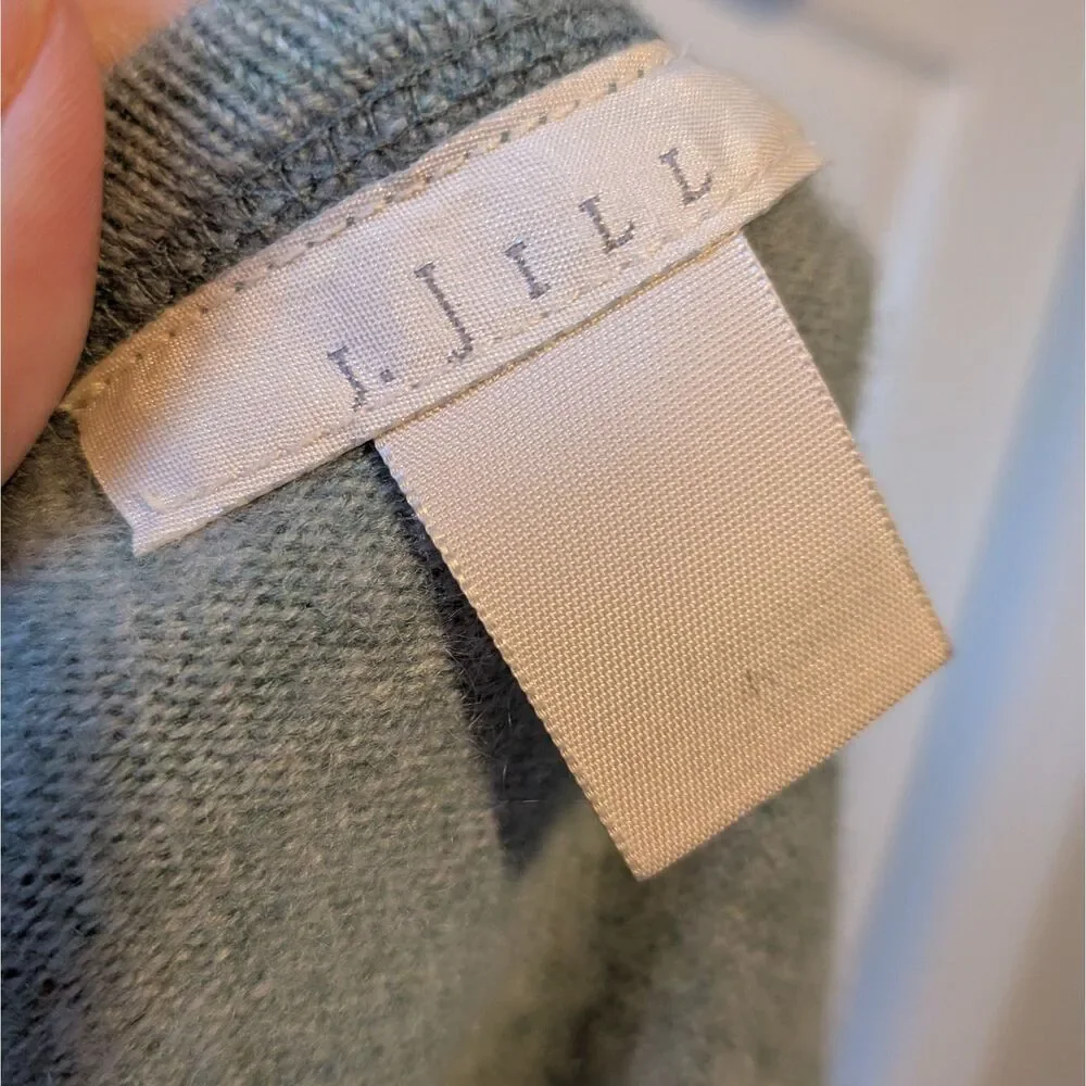 J. Jill Cashmere Short Sleeve Crew Neck Sweater Tee Green Minimalist Med